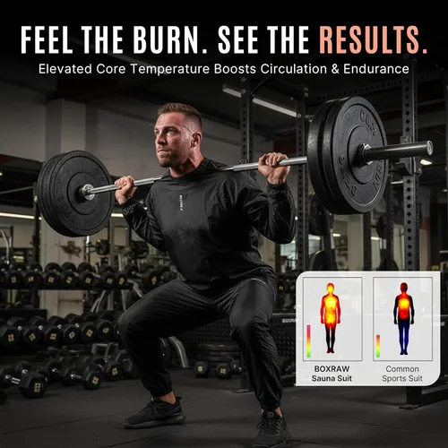Vista 3 de BOXRAW Lineal - Traje de sauna profesional para hombre, parte superior e inferior, sin rasgaduras, pérdida de peso, traje de sudor para boxeo, artes