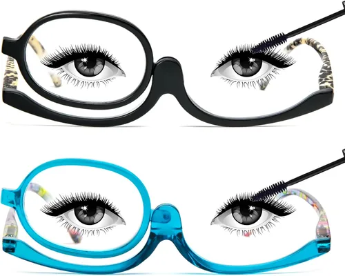 Vista 9 de MMOWW 2 pares de anteojos de lectura de maquillaje para mujer, con lupa abatible, para lectores cosméticos