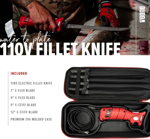 Vista 6 de Bubba Cuchillo de filete eléctrico de 110 V con mango de agarre antideslizante, 4 cuchillas alternativas antiadherentes recubiertas de nitruro