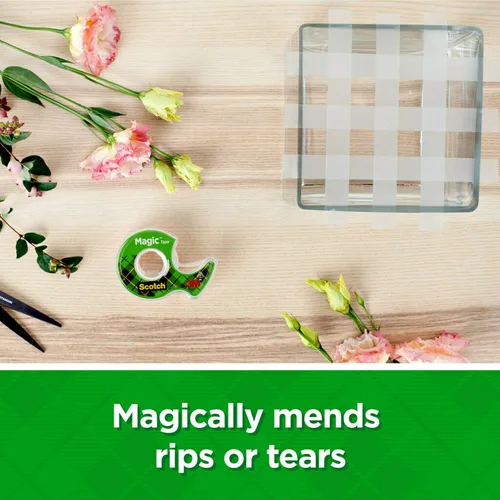 Vista 3 de Scotch Cinta mágica, 1 rollo, numerosas aplicaciones, invisible, diseñada para reparación, 1/2 x 2592 pulgadas, en caja (810)