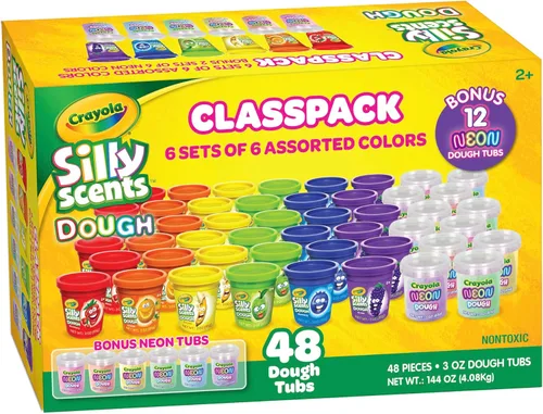 Crayola Masa perfumada paquete de 48 – Recuerdos de fiesta y juguetes para niños, juego de masa Crayola no tóxica para diversión creativa, 6 colores