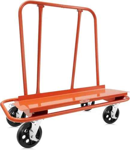 Vista 2 de GypTool Carretilla resistente para láminas de yeso y carrito de panel con 4 ruedas giratorias - Naranja