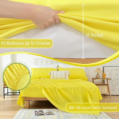 Vista 3 de Whitney Home Textile Juego de sábanas de 3 piezas para cama individual, microfibra suave y transpirable de lujo, bolsillo extra profundo, sábanas