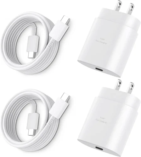 Vista 15 de Cargador súper rápido tipo C, bloque de cargador de pared rápido USB C de 25 W y cable de carga rápida súper largo de 8 pies para Samsung Galaxy