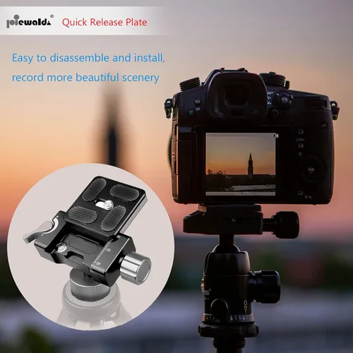 Vista 6 de Placa de Liberación Rápida de Metal de Aluminio con Tornillo de Anillo en D de 1/4"/Tornillo Ranurado y Adaptador de Tornillo de Montaje de 3/8" a