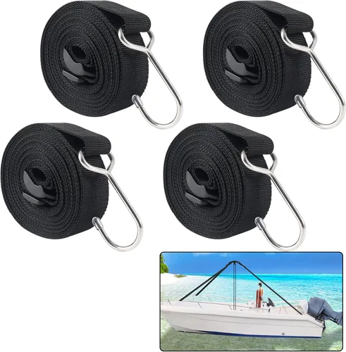 Vista 10 de Postes de soporte ajustables para cubierta de barco con correas, postes de barco con correa y gancho de acero inoxidable de 1 pulgada de ancho x 3.5