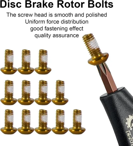 Vista 8 de chooee Pernos de rotor de freno de disco, tornillos de rotor de bicicleta M5x10mm para bicicleta de montaña MTB, oro de acero T25.