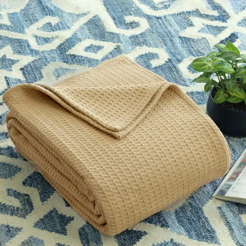 Vista 5 de Tex Trend Manta de lujo 100% algodón, mantas suaves tamaño King para cama, sofá y sillón, manta transpirable para verano, manta térmica de algodón