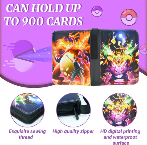 Vista 2 de Carpeta de tarjetas coleccionables para tarjetas carpetas de 9 bolsillos con 900 bolsillos organizador de libros con mangas apto para tarjetas