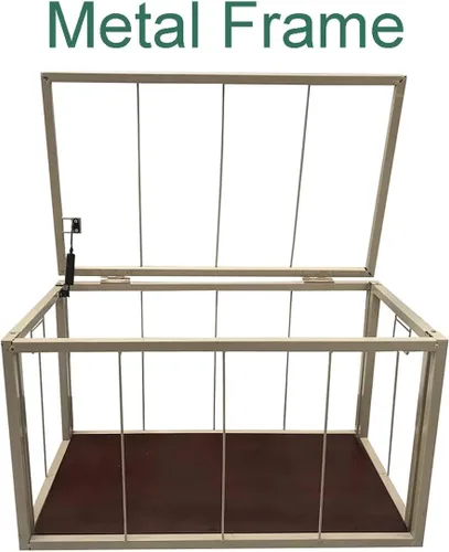 Vista 4 de eHemco Baúl de almacenamiento de mimbre de jacinto de agua resistente con marco de metal, 30 x 17.5 x 17.5 pulgadas, marrón lavado