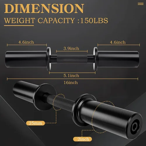 Vista 4 de Mancuernas olímpicas de 16 pulgadas, juego de barras de mancuernas cargables para platos estándar de 2 pulgadas, barras de peso con 2 pares