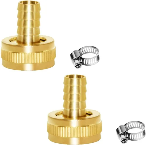 Vista 7 de Joywayus 1/2" Barb x 3/4" Hembra GHT Rosca Giratoria Latón Jardín Manguera de Agua Conector de Cobre con Abrazadera de Acero Inoxidable