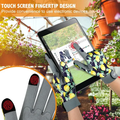 Vista 5 de Guantes de jardinería para mujer, de cuero resistente, a prueba de espinas, guantes de trabajo para mujer