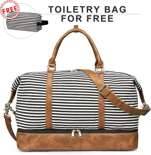 Vista 2 de S-ZONE - Bolso de mano de lona para mujer con correa de cuero sintética