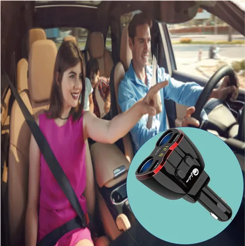 Vista 8 de Cigarette Lighter Splitter QC 3.0, 2-Socket USB C Car Charger Adapter Type C Multi Power Outlet 12V/24V 150W DC with LED Voltmeter Switch Dual USB
