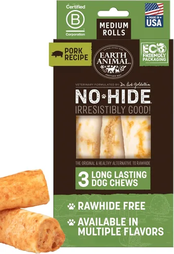 Vista 92 de Earth Animal Masticables sin ocultar – de The Grill Rolls Bacon Cheeseburger Sabor Rawhide Free Medium Dog Chews – 3