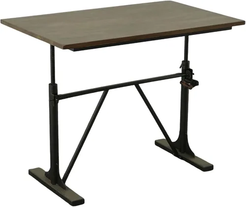 Carolina Chair & Table Brio - Escritorio rectangular ajustable para sentarse o de pie, con acabado en polvo industrial, base de metal, mesa moderna