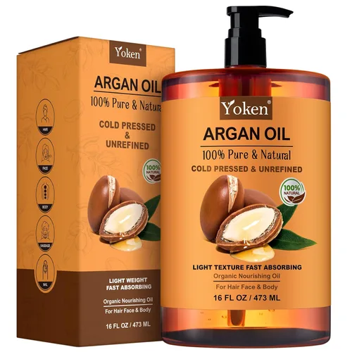 Vista 8 de Yoken Aceite de argán orgánico para cabello de 4 onzas líquidas, aceite de argán marroquí puro y natural por la USDA, aceite de argón