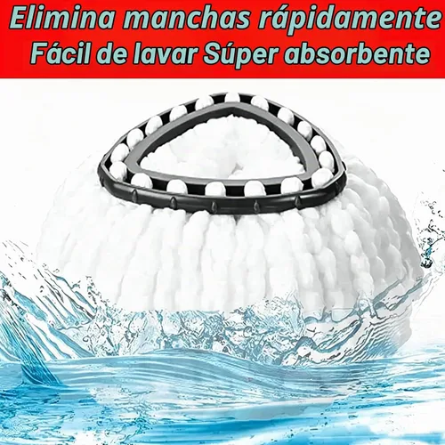 Vista 8 de 4 piezas de cabezal de repuesto para fregona giratoria, 100% cabezales de trapeador de microfibra compatibles con fregona giratoria triangular