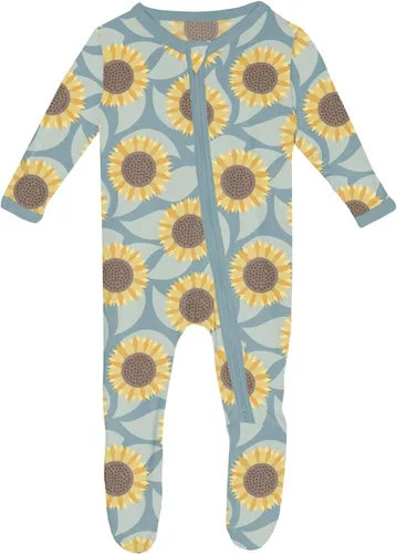 Vista 54 de KicKee Baby & Toddler - Pijama de viscosa ultrasuave de bambú con patas abatibles y puños