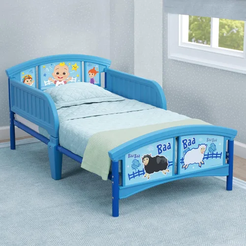 Vista 2 de Delta Children Cama de plástico para niños pequeños, CoComelon + Delta Children Twinkle Galaxy Colchón de doble cara para cuna y niño pequeño