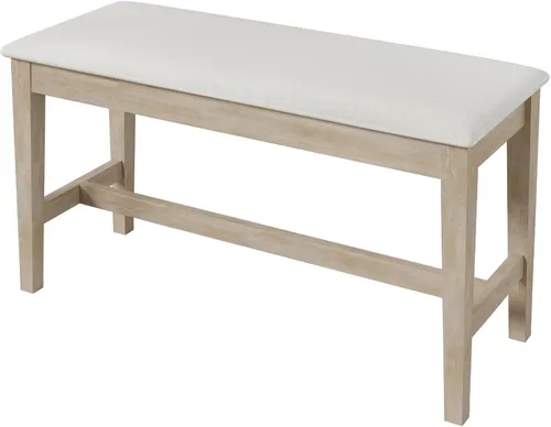 Vista 9 de Merax Juego de mesa de comedor de madera de 6 piezas con banco largo y 4 sillas de comedor, estilo moderno, natural