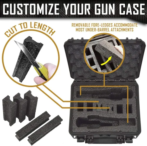 Vista 4 de 2 Pistol 6 Magazine Gun Case Storage Doro Waterproof Double Pistol Case with Custom Mycasebuilder Foam Insert Hard Gun and Magazine Case