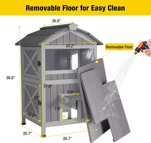 Vista 6 de Aivituvin Cat House - Recinto para gatos para exteriores, resistente a la intemperie, refugio cálido para gatitos con balcón grande, puertas