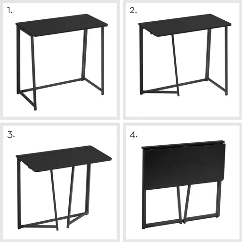 Vista 116 de WOHOMO Escritorio plegable de mármol sintético blanco, escritorio pequeño de 31.5 pulgadas para espacios pequeños con patas doradas, escritorio