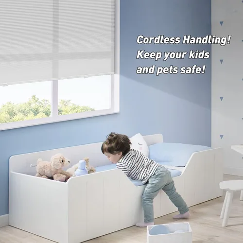 Vista 3 de Persianas celulares inalámbricas de panal, de arriba hacia arriba, de abajo hacia arriba, persianas ligeras de panal para ventanas, con aislamiento