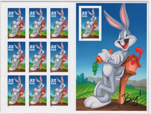 USPS Bugs Bunny - Hoja de diez sellos de 32 centavos Scott 3137