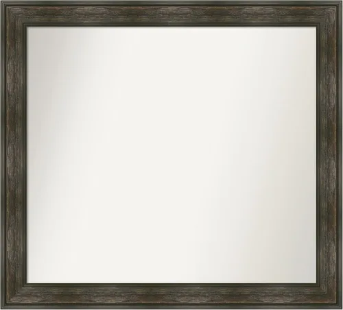 Vista 327 de Amanti Art Espejo de baño marrón para sobre fregadero, 26 x 26 pulgadas, espejo de tocador cuadrado marrón rústico Alexandria, marco de madera