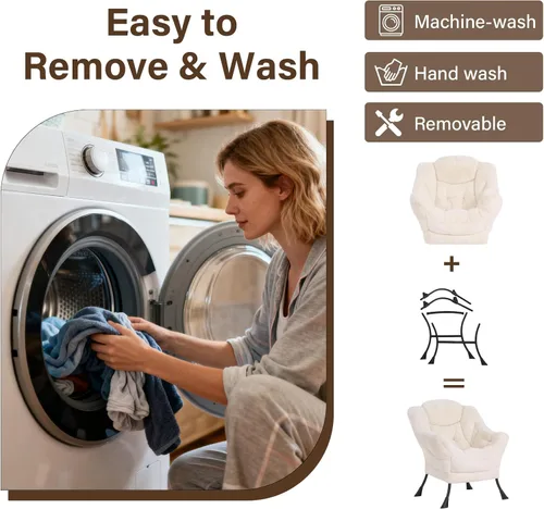 Vista 5 de Welnow Silla Lazy con otomana, moderna silla de descanso con reposabrazos y un bolsillo lateral, sillón para sofá de ocio, sillón de lectura