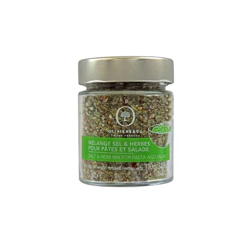 Oliviers & Co Mezcla de sal y hierbas para pasta y ensalada, condimento italiano gourmet con sal marina, tomate, mejorana y cebollino, desarrollado