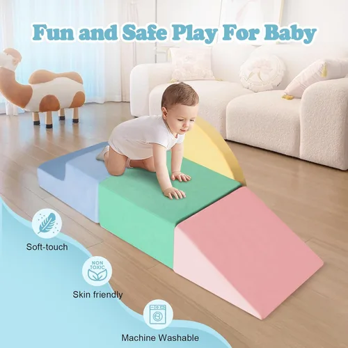 Vista 6 de Juguetes de escalada para niños de 1 a 3 años, bloques de espuma para escalar para bebés, set de 4 piezas de juguetes de escalada y gateo