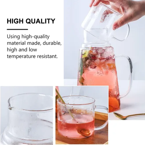 Vista 2 de Cabilock Juego de jarras de agua de noche de 40.6 fl oz, vaso transparente de hielo, jarra de vidrio, botella de vidrio, tetera para dormitorio