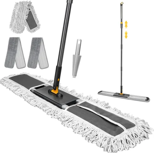 Vista 10 de MASTERTOP Escobas de microfibra para limpieza de pisos, escoba industrial extra grande, escoba comercial para pisos para uso húmedo y seco, escobas