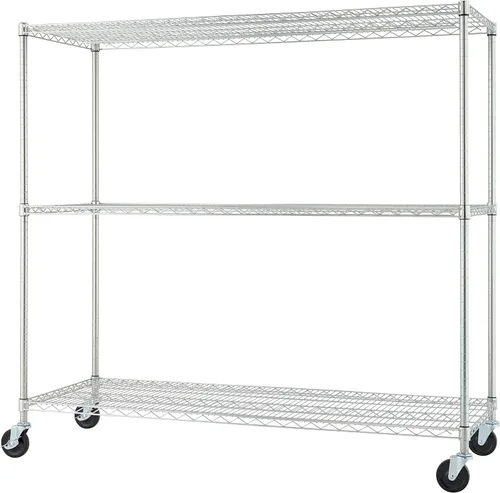 Vista 15 de Trinity Basics Estantería de alambre ajustable de 3 niveles con ruedas para organización de cocina, almacenamiento de garaje, cuarto de lavandería