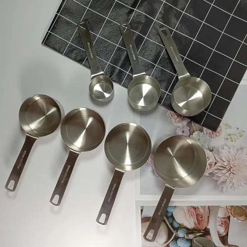 Vista 5 de Juego de Tazas Medidoras Hotsyang, Tazas Medidoras de Acero Inoxidable 18/8 para Seco y Líquido, Tazas de Medición de Metal con Tabla de Conversión