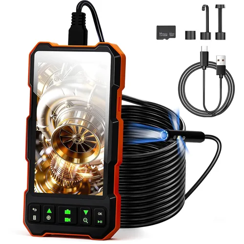 Vista 9 de Epicmate Cámara de Inspección de Alcantarillado con Triple Lente - Cámara Serpiente con Luz 16.5 pies, Endoscopio con Pantalla IPS de 5" con Luces