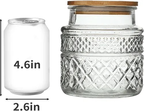 Vista 5 de Prettidecor Tarro de almacenamiento de vidrio, 38 onzas líquidas, recipientes de alimentos con tapa de bambú, recipientes de cocina, tarros