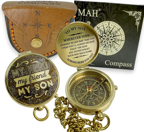 Vista 15 de Brass Compass Gift to My Son Never Forget I Love You, Sentimental Keepsake from Mom Dad Grandparents, Inspirational Guidance Compass Gift for Son