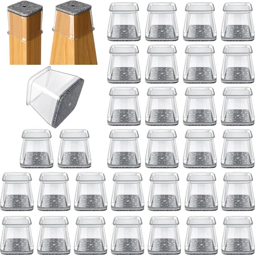 Vista 16 de 16 protectores de patas de silla para suelos de madera dura, almohadilla de fieltro de silicona para patas de muebles para proteger suelos