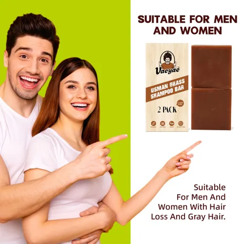 Vista 5 de Usman Grass - Barra de champú sólido oscuro para el crecimiento y el oscurecimiento del cabello, productos inversos para pérdida de cabello gris