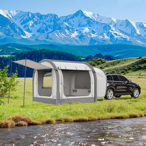 Vista 8 de Inflatable SUV Tent for Camping, Large Quick Setup Blow Up Tents, 6-Person Tent with Detachable Car Attachment, Tents with Storage Bag &Projection