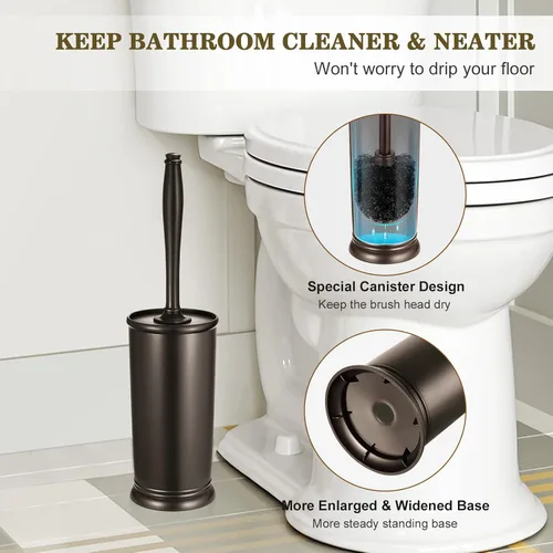 Vista 4 de Juego de Portaescobillas para Inodoro: Cepillo Limpiador de Inodoro de Limpieza Profunda para Bordes con Soporte para Baño Rv - Accesorios