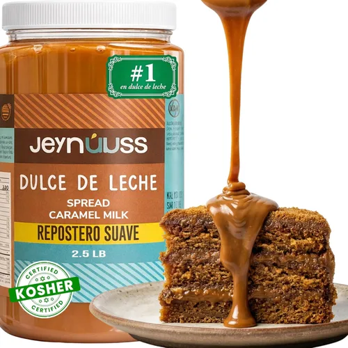 Vista 9 de Dulce de Leche Repostero (11 lb) Jeynuuss - Salsa de leche de caramelo resistente al calor y horneable - Sin lactosa - Sin gluten - Relleno