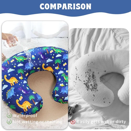 Vista 6 de Hooyax Funda de almohada de lactancia impermeable para bebé, fundas elásticas para almohadas de lactancia materna, adorable funda de almohada