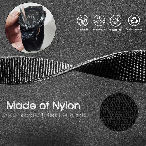 Vista 4 de Abanen Correa de reloj de secado rápido con gancho y bucle para Fenix 7X Fenix 6X Fenix 5X Instinct 2X, correa deportiva ultraligera de nailon