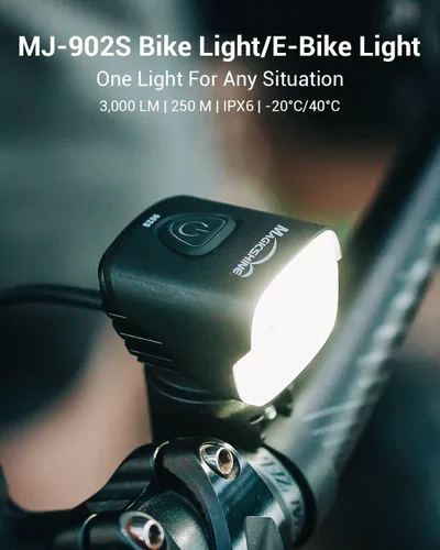 Vista 2 de Magicshine MJ 902S 3000 lúmenes MTB luz delantera para bicicleta de alto rendimiento, CREE LED IPX6 impermeable recargable USB perfecta luz LED